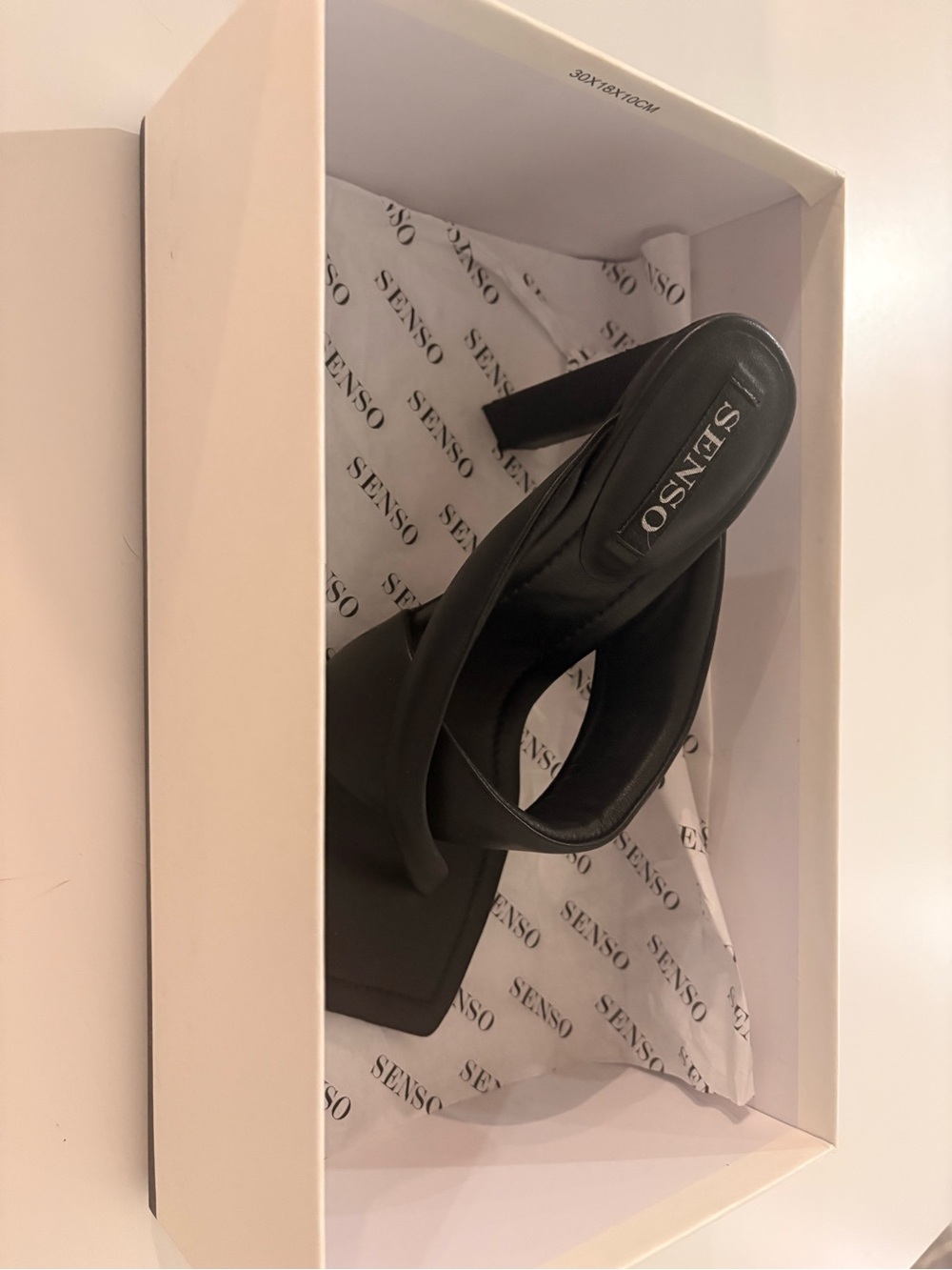 SENSO Black Square-Toe Heeled Mule